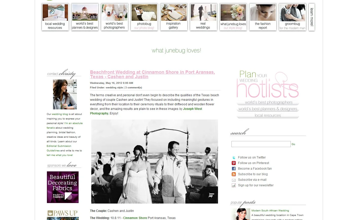 cashen + justin | featured on JUNEBUG WEDDINGS