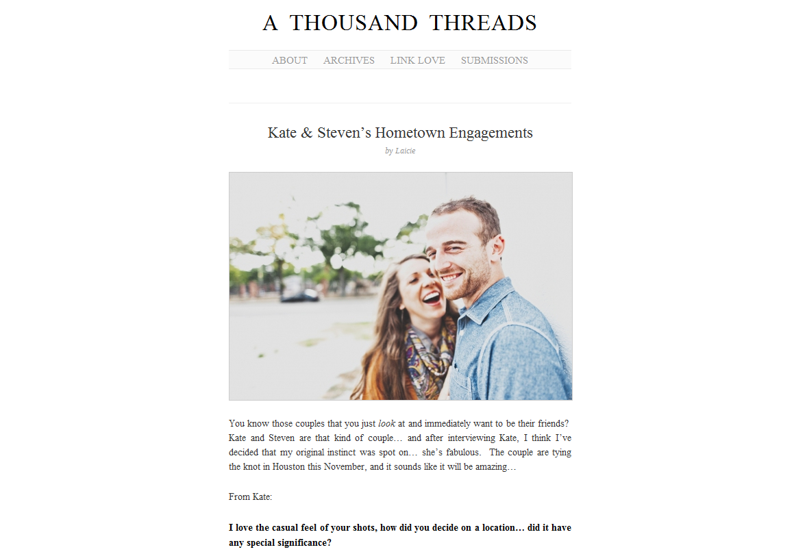 kate + steven | engagements featured on A Thousand Threads